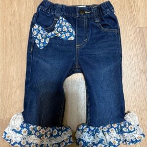Old Navy Custom Ruffle Bottom Jeans -Daisies and Lace Details